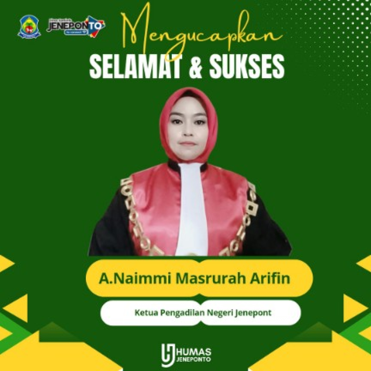 Pemerintah Kabupaten Jeneponto Ucapkan Selamat atas Pelantikan Andi Naimmi Masrura Arifin, S.H., sebagai Ketua
